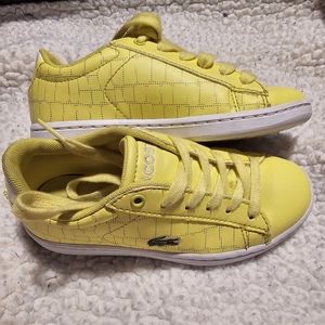 LACOSTE Sneakers Shoes Carnaby Evo Neon Yellow Unisex Toddler Kid's Size 11